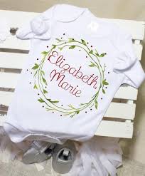Christmas Wreath Baby Name Onesie Custom Baby Onesie Custom Onesie Personalized Baby Gift Name Custom Baby Onesies Custom Onesies Personalized Baby Gifts