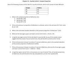 Solved Chapter 10 Quality Control Sample Proportiorn Give