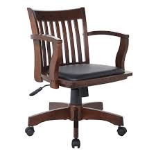 Office Star Deluxe Wood Bankers Desk Chair With Black Vinyl Padded Seat Espresso Osp Home Furnishings Chair Lounge Chair Outdoor