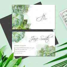 Pastel pink, black & gray watercolor brush strokes square business card. Succulent Watercolor Business Card 02 By Hamdanpro Graphicriver