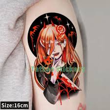 New Tattoo Stickers Anime Chainsaw Man Pava Tatto Waterproof Durable Fake  Tattoos for Women Tatoo Hotwife Festival Art Temporary 