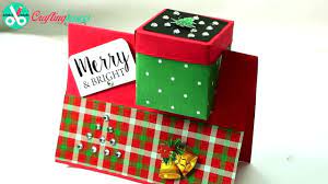 How to make rectangular box & lid read all of the steps before starting. Diy Christmas Card With Paper Gift Box 3d Greeting Card Youtube