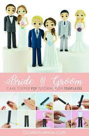 Bride And Groom Cake Toppers Tutorial With Templates Wedding Cake Topper Tutorial Diy Wedding Cake Topper Diy Wedding Cake