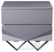 Luxury nightstands & modern bedside tables. Modrest Duke Modern Gray And Black Gun Chrome Nightstand Contemporary Nightstands And Bedside Tables By Vig Furniture Inc Houzz