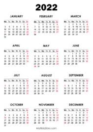 2022 Calendar With Holidays Printable Free Red Monday Start Matildastory Com