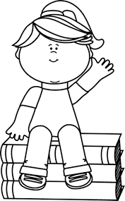 Black And White Boy Outline Black And White Girl Sitting On Books And Waving Clip Art Black And White Girl Clip Art Black And White Girl Sunday School Coloring Pages