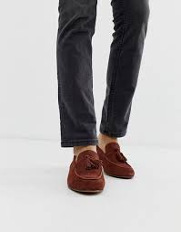 H By Hudson Wide Fit Bolton Tassel Loafers In Rust Suede Asos Loafers Tassel Loafers Suede