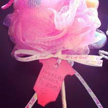 Select options (1) baby shower bath salt favor. Babyshower Favors Loofah On A Stick From Amanda S Shower To Yours Modern Baby Shower Games Funny Baby Shower Games Baby Shower Funny