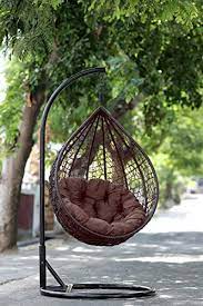 Looking for a good deal on hang swing? 60 Off On Swingzy Make In India Rattan Wicker Hanging Swing Chair Egg Shaped Swing Chair Hammock Chair With Cushion Iron Frame Stand Modern Swing For Indoor Outdoor Garden Free Hanging Accessories Brown On Amazon