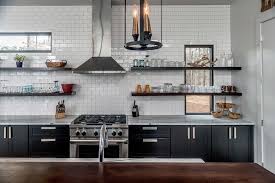 Since floating shelves can be styled in so many ways, they can make your space feel more formal when styling shelves, arrange small objects of different heights together for a dynamic design that along with dishes, spices, and other essentials, floating kitchen shelves are also a great place to. Kitchen With Stacked Wood Shelves In Front Of Windows Contemporary Kitchen