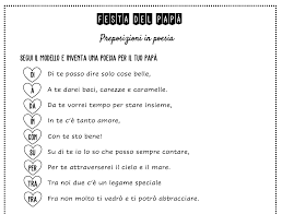 Sono tantissime le poesie dedicate alla festa del papà, sarebbe impossibile suggerirle tutte. Preposizioni In Poesia Festa Del Papa E Della Mamma Maestra Giulia