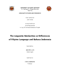 Best bahasa malaysia classes in kuala lumpur. Doc The Linguistic Similarities Or Differences Of Filipino Language And Bahasa Indonesia Jeremy Lim Academia Edu