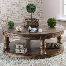 Coffee table cocktail rustic farmhouse solid wood living room furniture walnut. Furniture Of America Bae Rustic Solid Wood Round Coffee Table Overstock 20740181