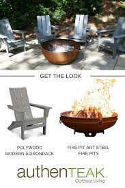 Achieve A Modern Rustic Look With The Polywood Trio Modern Adirondack And A Steel Fire Pit With A Luxury Fire Pit Polywood Outdoor Furniture Fire Pit Seating