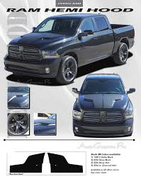 2009 2018 Dodge Ram Rebel Ram Hemi Hood Solid Center Winged Hood Vinyl Graphic Truck Stripe Kit