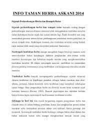 Lengkuas , puar nama botani : Sejarah Perkembangan Herba Dan Rempah Ratus