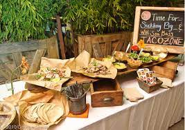 Make sure to elevate the less messy dishes as you don't want sauces to spill on your tablecloth. Rustic Buffet Table Set Up Latest Buffet Ideas
