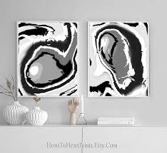 Black And White Contemporary Artwork Black White Abstract Set Of 2 Prints Printable Artwork Black Etsy In 2020 Printable Artwork Black And White Abstract Floral Prints Art