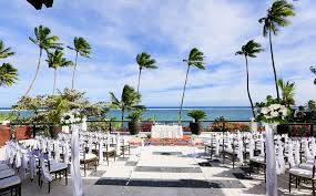 Sunset Terrace Set Up Wedding Warwick Fiji Settings