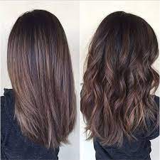 Medium Hair Styles Chocolate Brown Hair With Balayage Medium Length Shown Straight And Curly Hair Styles Brown Hair Balayage Balayage Hair