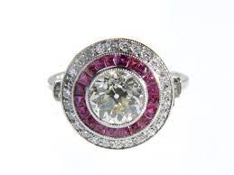 Category vintage 1930s art deco engagement rings. Art Deco Style Diamond And Ruby Target Ring In Platinum