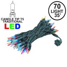 70 Light Traditional Candle Tip Led Christmas Lights Multi Novelty Lights Inc