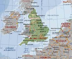 El reino unido lo conforman 4 países o naciones (country): Mapa Do Reino Unido Irlanda Mapa De Irlanda Estudiar Frances En Francia Irlanda