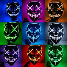 Light Up Purge Mask Stitched El Wire Led Halloween Mask 2017 Rave Cosplay Blue For Sale Online Ebay
