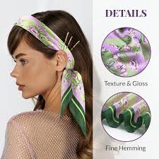 Silk Feeling Head Hair Scarf for Women Girlfriend Mother Her Like Satin  Neck Square Neckerchief Beach Travel Vocation Accessories Pastoral Purple  Flower Scarves Mother's Day Birthday Valentine Gifts at Amazon Women's  Clothing