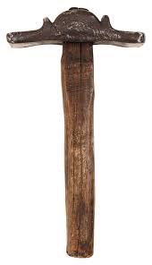 A Graphic Eighteenth Century Metal Working Hammer Having Dual Indentations On The Head And Retaining Its Early Wooden Handl Antique Tools Metal Working Hammers