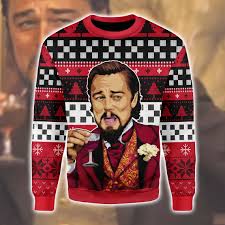 What is the meme generator? Leonardo Dicaprio Laughing 3d Christmas Sweatshirt