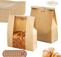 100 Pcs Large Kraft Paper Bread Bags, Paper Bakery Sourdough Bread Bag With  Window And Tie For Baked Homemade Food Cookie Packaging Storage, Brown ...