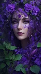 The Purple Druid elegantly emerges, covered in colourful flowers and vines  that entwine