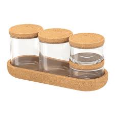 Ikea black bathroom accessories in san francisco. Saxborga Burk Med Lock Och Bricka Set Om 5 Glas Kork Ikea Bathroom Jars Kitchen Jars Ikea Jars