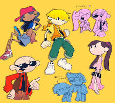 Safebooru 2girls 3boys Abigail Lincoln Arm Around Neck Arm Around Shoulder Bald Belt Black Hair Blonde Ha Cartoon Junkie Old Cartoon Network Old Cartoons