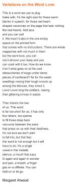 Variations On The Word Love Poem By Margaret Atwood Poem Hunter Words Love Poems Poems
