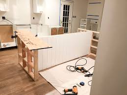So let's take a quick look at our island before, when it was painted benjamin moore's bone white to match once all the shiplap was up and trim installed, i filled the nail holes with wood filler, caulked all the seams, and applied two coats sherwin williams. How To Create A Custom Ikea Kitchen Island House With Home