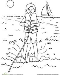 Maybe you would like to learn more about one of these? Color The Water Skier Worksheet Education Com Kindergarten Coloring Pages Coloring Pages Cool Coloring Pages