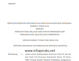 Maybe you would like to learn more about one of these? Download Permendikbud Ri Nomor 4 Tahun 2018 Tentang Penilaian Hasil Belajar Oleh Satuan Pendidikan Dan Penilaian Hasil Belajar Oleh Pemerintah Infoguruku