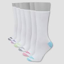 Hanes Premium 6 Pack Women S Cool Comfort Lightweight Crew Socks White Blue 5 9 Socks 6 Pack Women Athletic Socks Women