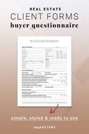 Real Estate Buyer Questions Real Estate Buyers Real Estate Client Real Estate Templates