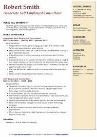 Within 15 minutes · professionally designed · quick and easy Self Employed Consultant Resume Samples Qwikresume