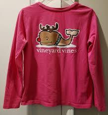Vineyard Vines Girls Pink Size M 10 12 Holiday Shirt Long