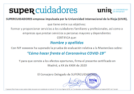 Cuándo y cómo usar mascarilla. Certificado Covid 19 Supercuidadores