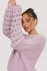 Since we're cinching up our stitches, this pattern is a lot like a loose bobble stitch. Bubble Sleeve Knitted Sweater Pink Na Kd Com