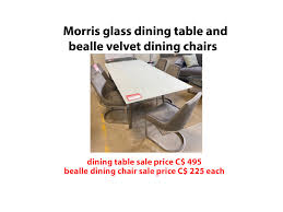 Showing results for frosted glass dining table. Morris Frosted Dining Table And Bealle Velvet Dining Chairs