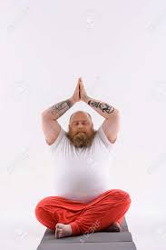 Yoga helps develop the body and mind, bringing a lot of health benefits. Relaxed Fat Man Is Doing Yoga He Is Sitting In Lotus Position Stock Photo Picture And Royalty Free Image Image 61952466