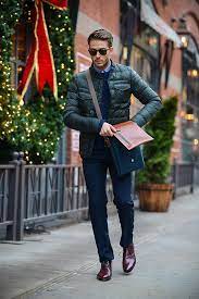 Navy Trousers A Navy Pullover And Rich Brown Shoes Winter Outfits Men Mens Winter Fashion Mens Fashion Casual