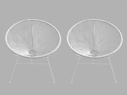Lot De 2 Chaises De Jardin En Fils De Resine Tresses Blanc Alios Chaise De Jardin Chaise Tresse