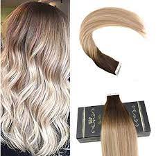 Ugea 50g Balayage Tape In Hair Extensions Dark Brown And Blonde Ombre Pu Weft Ugea S Tape In Hair Extensions Human Hair Extensions Remy Human Hair Extensions